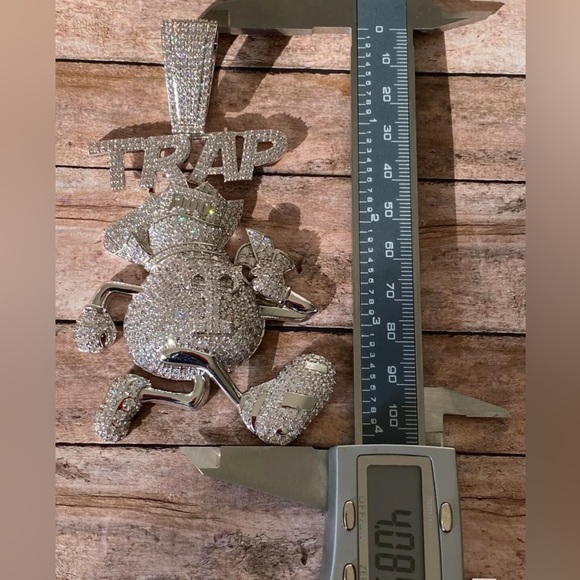 🔥Men CZ Iced Out Famou Trap Money Bag Big Charm Pendant For Upto 20 Cuban Chain - Picture 4 of 7